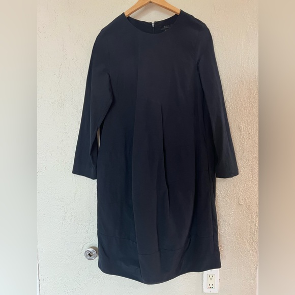 COS Navy Asymmetrical Tiered Panel Dress - Picture 2 of 16